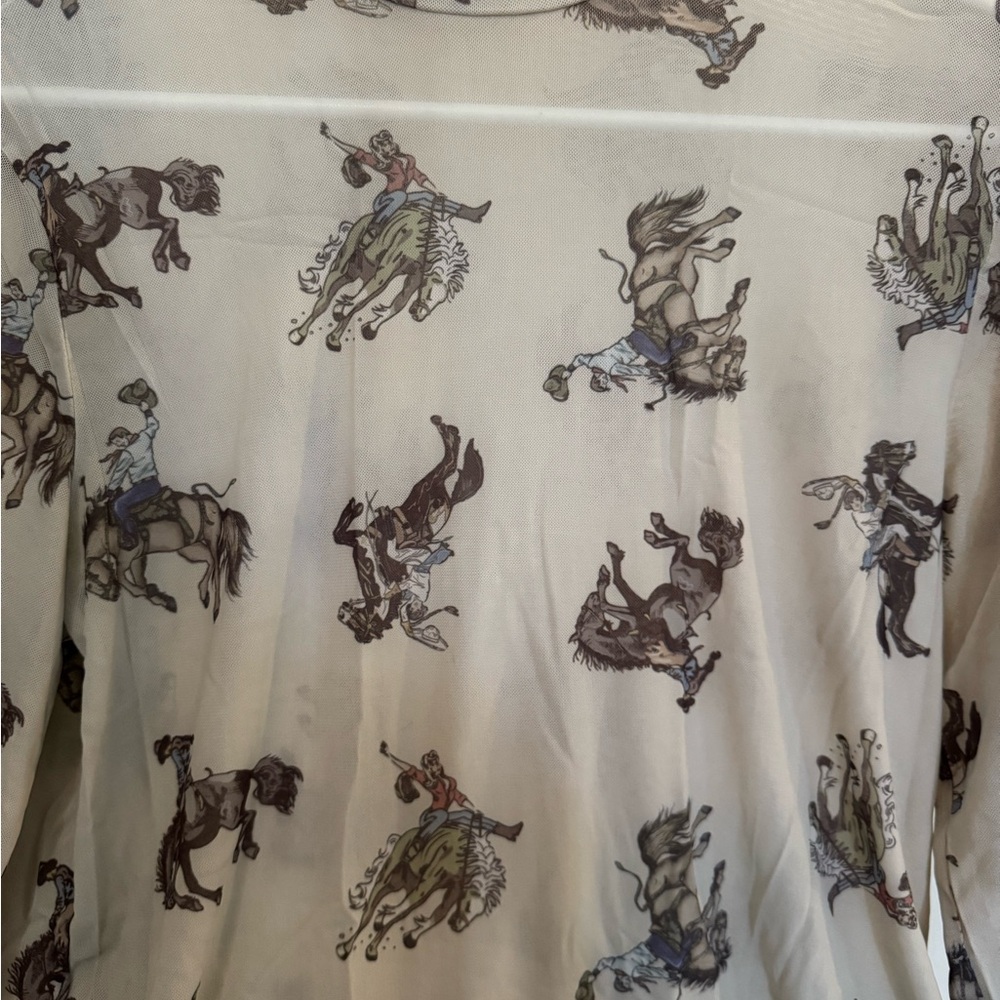 Cream western mesh Blouse - Picture 2 of 4